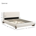 thumbnail image 3 of Christopher Knight Home Boucle Upholstered Queen Bed with Curved Wood legs, White, 3 of 8