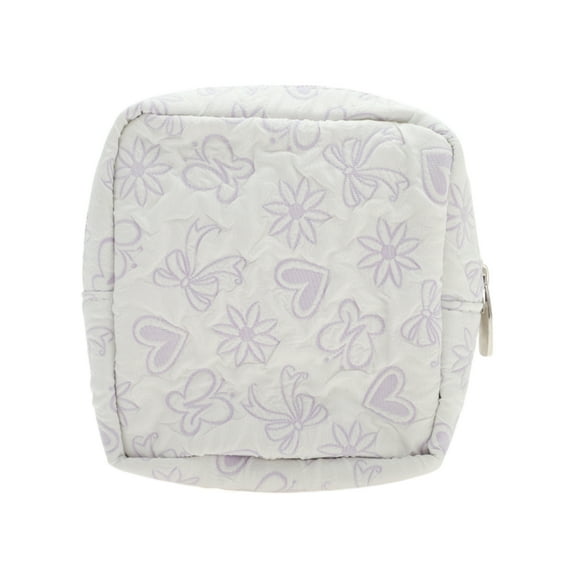 Unique Bargains 1 Pc Stylish Square Hearts Makeup Bag for Travel Purple Polyester