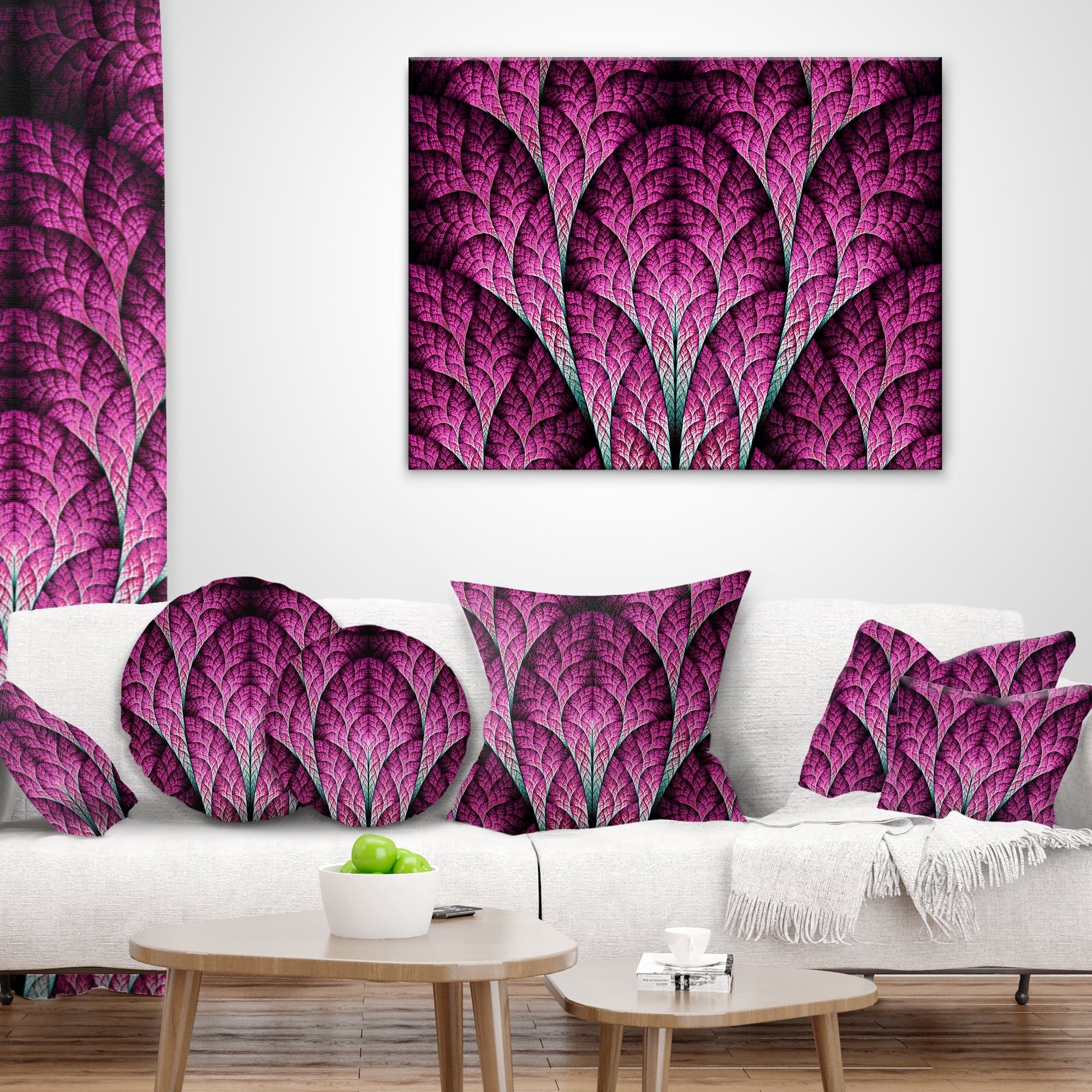 Designart Exotic Pink Biological Organism - Abstract Throw Pillow - 16x16