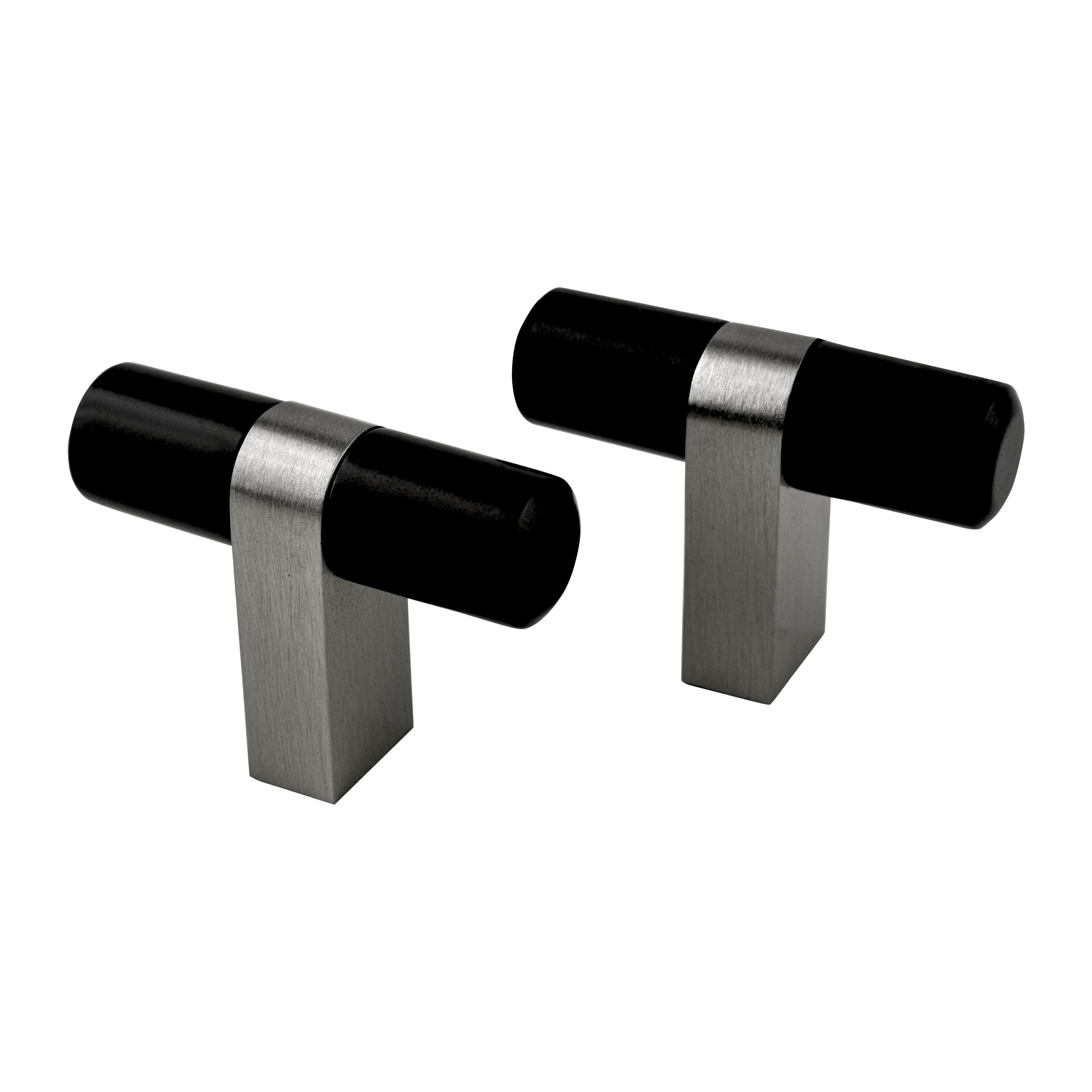 Better Homes & Gardens 28 Pack Matte Black & Satin Nickel Cabinet T-Knobs (4oz)
