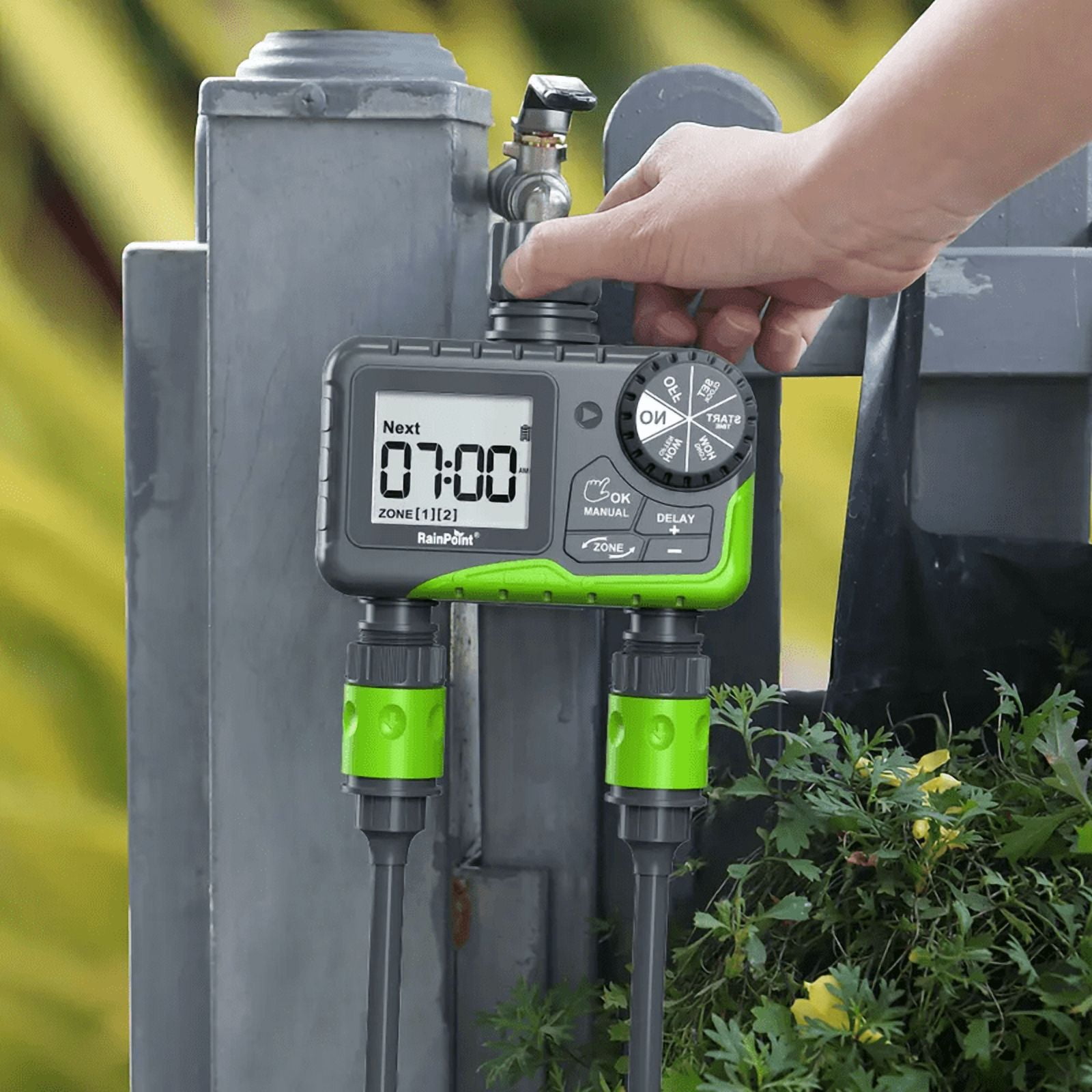 RainPoint Programmable Sprinkler Timer 2-Zone, Automatic Irrigation System Controller, Hose Water Timer for Outdoor Garden Yard Lawn