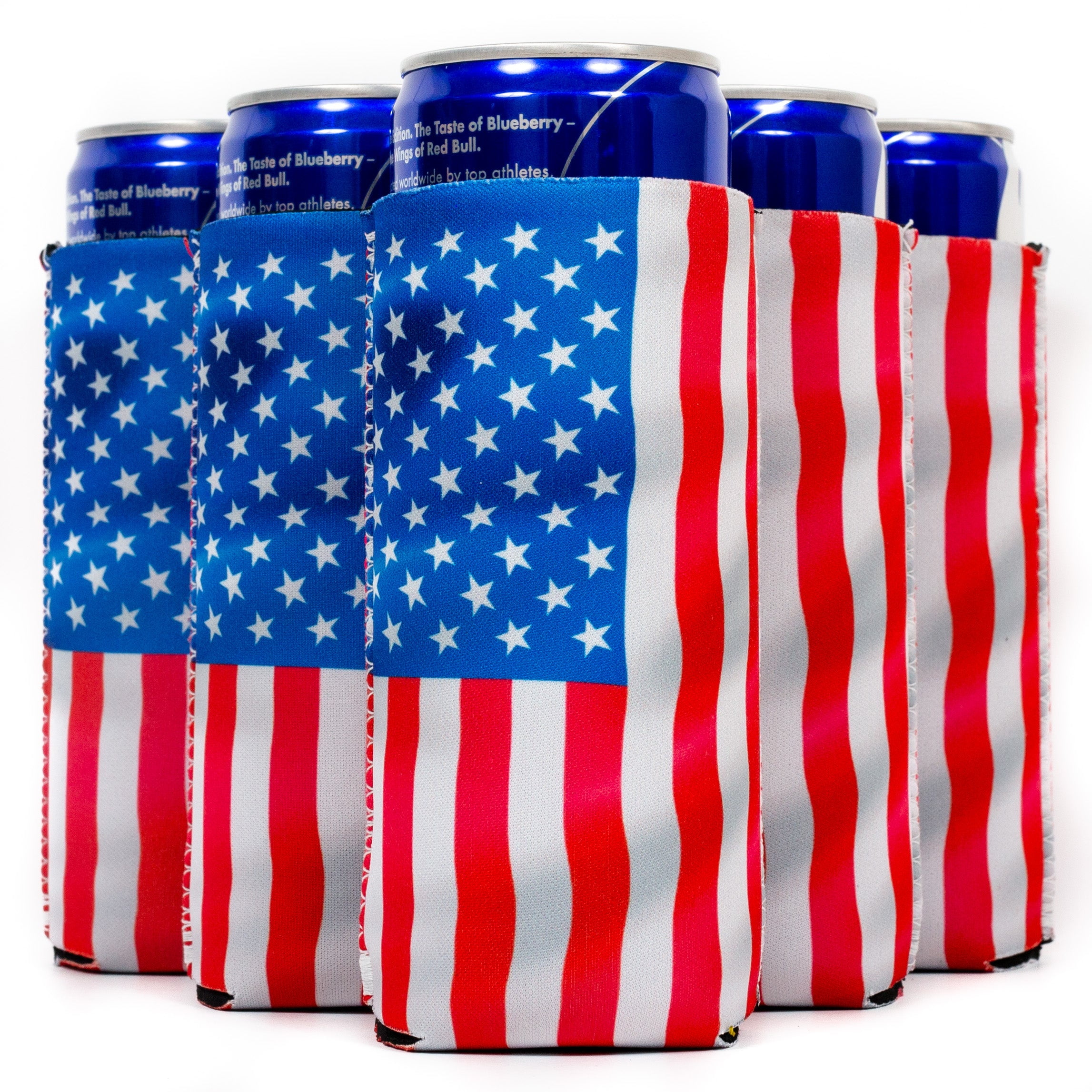 4th of July Brushed American Flag All Over Can Cooler Multi Standard One  Size