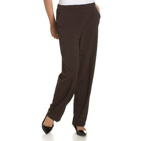 Briggs New York Women's Pull On Dress Pant Average Length & Short Length, Brown, 18