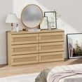 thumbnail image 2 of Yeshouse Cómoda moderna de ratán con 6 cajones, cómoda de madera con tomas de corriente y LED, mueble para TV de dormitorio, sala de estar o recibidor, 2 of 8