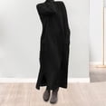 thumbnail image 4 of Joernso Women Fall Spring Dress with Pockets Loose Long Sleeves Slit Hem Pure Color Plus Size Knitted Lace Trim Daily Wear Maxi Dress, 4 of 7
