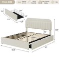 thumbnail image 2 of Bingirl Full Beige Bed Frame with Storage Headboard: Boucle Upholstered Platform Bed with 2 Drawers and Bookcase, No Box Spring Needed, Easy Assembly, 2 of 7