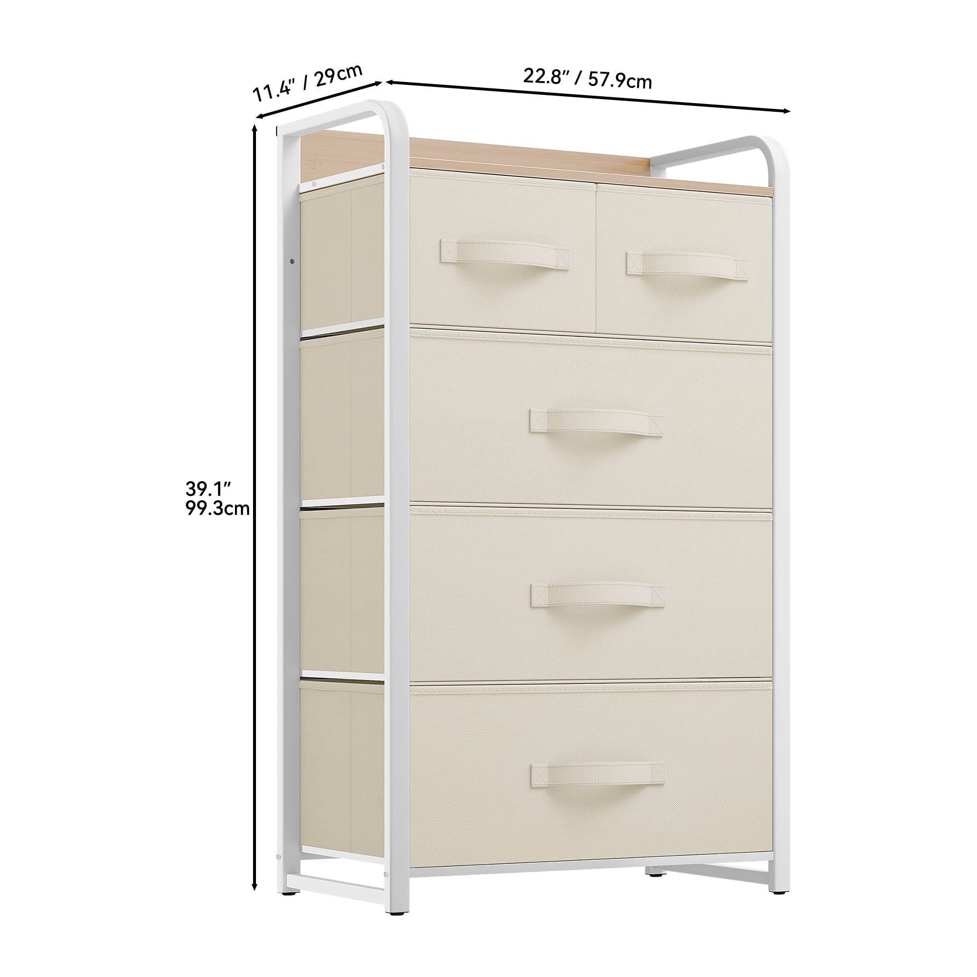 Uforic 5-Drawer Fabric Storage Organizer,Small Versatile Dresser with Steel Frame,Wooden Top & Fabric Handles for Bedroom and Closets