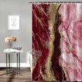 thumbnail image 2 of Modern Red Gold Marbling Shower Curtain, Abstract Marble Texture Shower Curtain Set with Hooks, Spring Summer Waterproof Fabric Shower Curtains for Bathroom Decor, 36x72 Inch Bath Curtain, 2 of 6