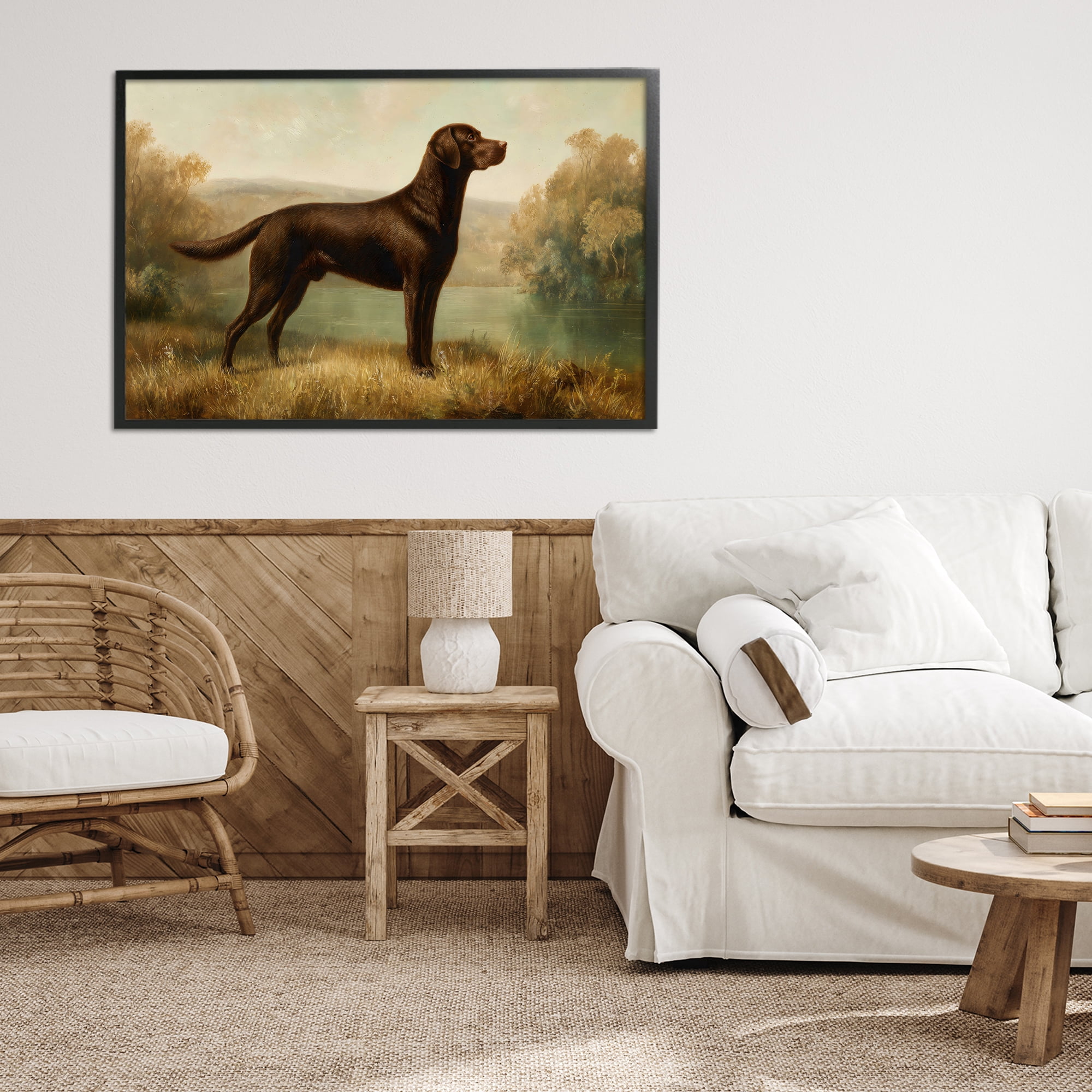 Stupell Industries Chocolate Brown Labrador Black Framed Giclee Art, design by Petal Prints Design