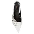 thumbnail image 4 of YDN Women Chic Pointed Toe Slingback Buckle Pumps Elastic Strap Slip On Kitten Low Heels Shoes Party Daily Dress Size 7 Silver, 4 of 4