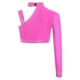 thumbnail image 5 of Mufeng Kids Girls Sparkly Disco Jazz Latin Hip Hop Ballet Lyrical Dance Outfits Crop Top with Fringe Hot Pink 6, 5 of 7