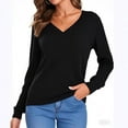 thumbnail image 5 of FUNING  Womens Long Sleeve V Neck Sweaters 2025 Fall Casual Classic Soft Loose Fit Basic Pullover Jumper Top, 5 of 6