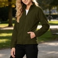 thumbnail image 4 of Gfyviroh Cozy Jackets for Women Full Zip Up Long Sleeve Fleece Jacket Solid Slim Fit Casual Stand Collar Outerwear, 4 of 6