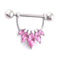 thumbnail image 4 of 1 Par de de Estribo de Barra de Escudo de Pezón Colgante de Cristal Rosa Medio 16g, 4 of 9