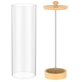 thumbnail image 4 of Ihvewuo Acrylic Straw Holder Dispenser with Wooden Lid Transparent Countertop Straw Storage Container Organizer for Pencil Makeup Brush, 4 of 15