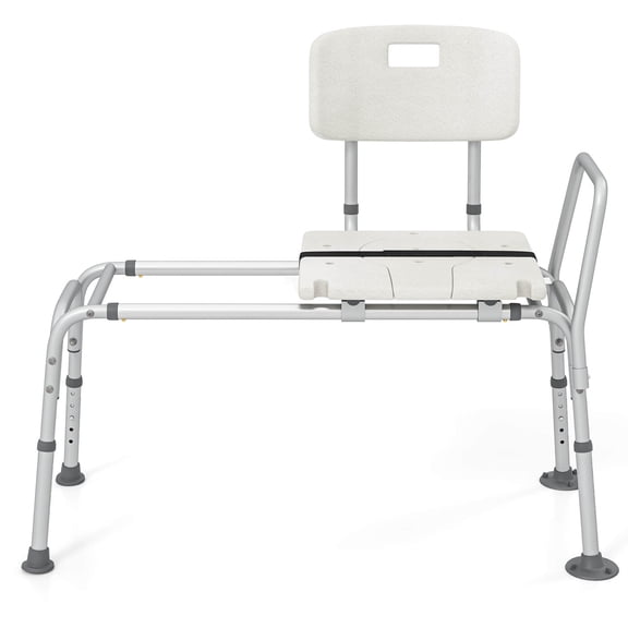 Costway Sliding Tub Transfer Bench with Extra-Wide Seat Backrest for Elderly and Disabled