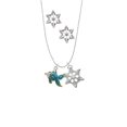 thumbnail image 2 of Delight Jewelry Silvertone Blue Tropical Fish with Yellow Fins Silver tone Snowflake Charm Necklace and Stud Earrings, 2 of 4
