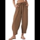 thumbnail image 1 of Pantalones Rectos Holgados Informales de Algodón y , Color Café, Talla XXL, 1 of 5