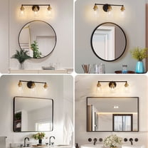 Modern 3-Light Black Bronze Bathroom Vanity Light with Clear Glass Shade, E26 Wall Sconces Over Mirror for Living Room Bedroom Hallway (Bulb Not Included)