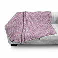 thumbnail image 3 of Pink Soft Flannel Fleece Throw Blanket, Hand-Drawn Flowers Dots Curly Leaves with Butterflies Romantic Love Design, Cozy Plush for Indoor and Outdoor Use, 50" x 70", Pink and Pale Pink, by Ambesonne, 3 of 6