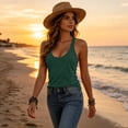 thumbnail image 5 of aohooy Women's T-Back Racerback Workout Tank Tops Summer Sleeveless Scoop Neck Running Gym T Shirts Loose Fit Yoga Fitness Top Green,M, 5 of 9