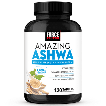 Amazing Ashwa, Ashwagandha Capsules Alternative, KSM-66 Supplement for Stress Relief, 120 Tablets by Force Factor