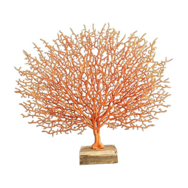 Simulación de rama de coral, planta, árbol marino, rama seca, decoraciones artificiales naranja