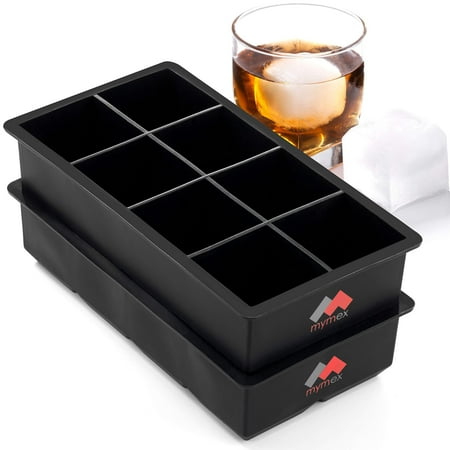 Ice Cube Trays 2 Packs for 16 Square Cubes - Large Black Silicone Flexible Big Reusable Freezer Molds - Easy to Remove Ice-Cubes - for Whiskey Scotch Bourbon Cocktails and (Best Way To Remove Moles At Home)
