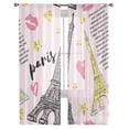 thumbnail image 2 of Paris Eiffel Tower Heart Lips Pink Sheer Window Curtains for Bedroom Drapes Home Tulle Curtains for Living Room Chiffon Curtains, 2 of 7