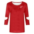 thumbnail image 4 of Lenpel Women's T-Shirts 3/4 Sleeve Crew Neck Heart Graphic Tee Tops Plus Size Valentine's Day Printed Blouses(Red,Medium), 4 of 5