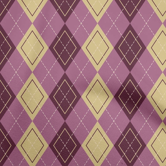 oneOone Georgette Viscose Beige Fabric Argyle Diy Clothing Quilting Fabric Print Fabric By Yard 42 Inch Wide