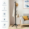 thumbnail image 6 of Costway Wooden Coat Rack Stand Entryway Hall Tree 2 Adjustable Height with 8 Hooks Black, 6 of 12