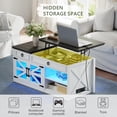 thumbnail image 6 of Farmhouse Coffee Table with Charging Station,Lift Top Coffee Table with Hidden Compartment and 2 Drawers,LED Lights Center Table for Living Room（White）, 6 of 9