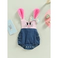 thumbnail image 2 of Arvbitana Baby Girls Easter Romper Sleeveless Cartoon Print Patchwork Rabbit Ears Bow Frills Bodysuits Summer Cute Jumpsuits Tops for Newborn 0-24M, 2 of 9