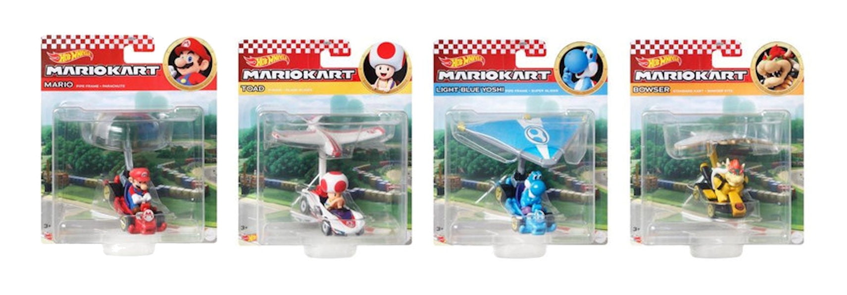 Hot Wheels Mario Kart Character Gliders Set, Bowser, Light-Blue