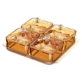 thumbnail image 1 of Luzkey Dried Fruit Plate Set Spice Jars Food Storage Box with Lids Appetizer Plate Decorative Candy Bowl for Dining Room Countertop 4 Grid Brown, 1 of 8