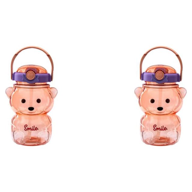 Cateissary Copa de oso Botella de bebida Regalo de cumpleaños Contenedor de agua Multipropósito Dulce presente Gran barriga Diseño especial Púrpura 1000ML 2Conjunto