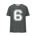 thumbnail image 5 of LMOIPLI Number 6 T-Shirt Unisex Short Sleeve Varsity Shirt Sports Team Jersey Crew Neck Fashionable Pullover Top Gray S, 5 of 6