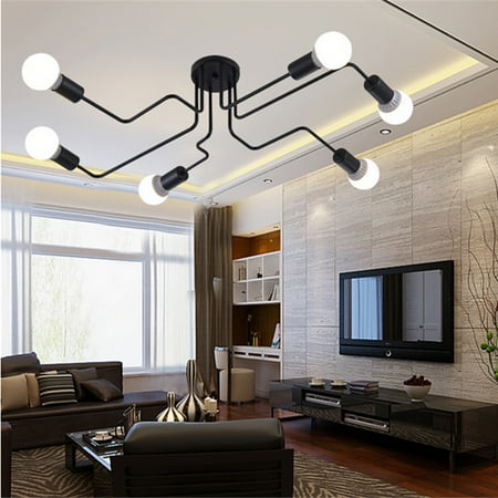 Vintage Lighting Montreal 110V/220V 6/8 Heads E27 Multiple Rod Iron Ceiling Lights Lamps Vintage Industrial Pendant Lights Chandelier For Home Kitchen Living Room Bar Coffee Lighting Fixtures ()