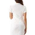 thumbnail image 3 of Conjunto de traje de negocios de 2 piezas para mujer INSPIRE CHIC, chaqueta de blazer de manga corta y falda lápiz L color crema blanco, 3 of 6