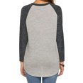thumbnail image 4 of Long Sleeve Women's T-Shirt with Button V-Neck and Color Block Design in Dark Gray, Size XXL, Perfect for Daily Wear, 4 of 6
