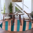 thumbnail image 3 of Round Rugs 8Ft, Blue Pink Striped Round Area Rug Washable Indoor Throw Carpet, Farmhouse Stripe Large Non Slip Circle Rug for Kids Room RV Home Decor Aesthetic, 3 of 8