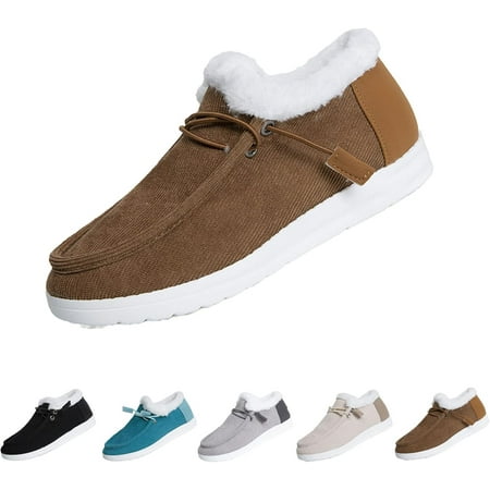 

Women s Winter Warm Wendy Shoes Comfort Cotton Lined Ankle Lightweight Non-slip Moccasins Canvas Flat Snow Boots