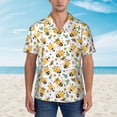 thumbnail image 4 of Lsque Bee and Flowers pattern Hawaiian Shirt for Men, Unisex Summer Beach Casual Short Sleeve Button Down Shirts-3X-Large, 4 of 9