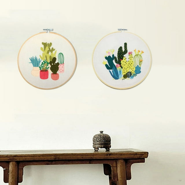 Plant Pattern Handmade Embroidery DIY Cotton Canvas Cross Stitch Mixed Color Embroidery Kits for Beginners