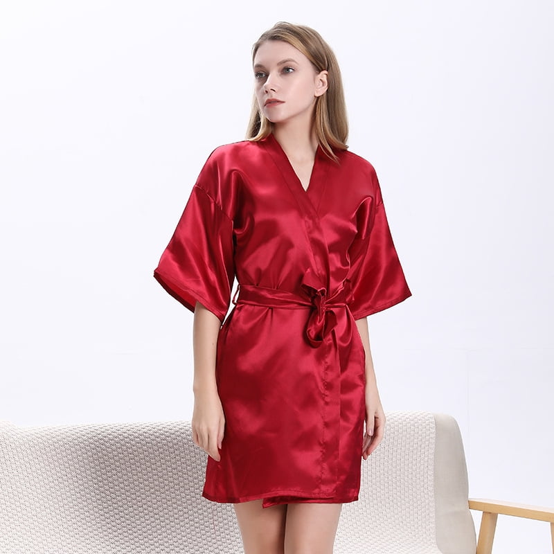 red dressing gown silk