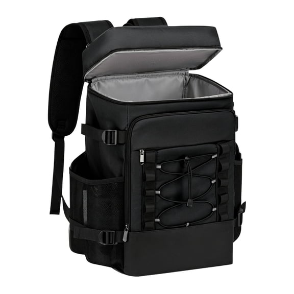 Insulated Cooler Bag, Double-Shoulder Picnic Backpack, Leakproof Waterproof Multi-Compartment 11 X 7 X 16.5 Inch Soft Cooler with Padded Straps for Outdoor Camping, Fishing, Road Trips