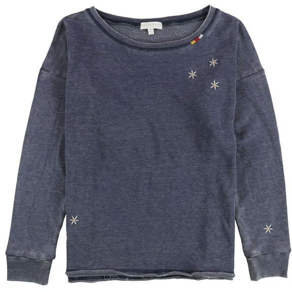 P.J. Salvage Womens Embroidered Stars Pajama Sweatshirt Top, Blue, Small