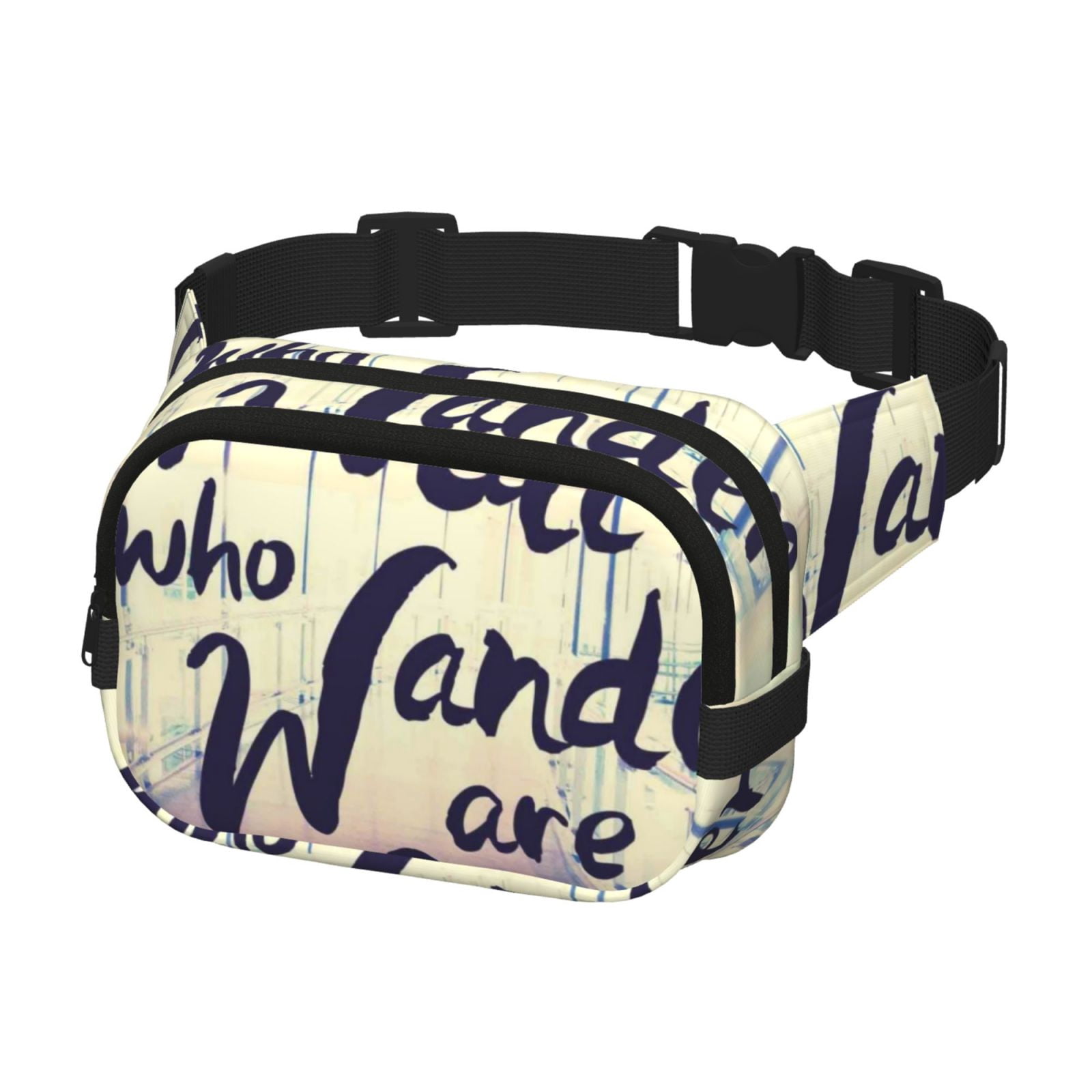 Picia Not All Those Who Wander Are Lost Print Square Double-Layer Waist Bag Mini Adjustable Waist Belt Bag Exercise Running Travel Hiking