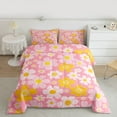 thumbnail image 3 of Feelyou Dreamy Pink Floral Bedding Comforter Set, Kawaii Cartoon Twin Comforter Sets, Cherry Blossoms Flower Reversible Bedding Set, Lightweight Room Decor, 2 Pieces, 3 of 9